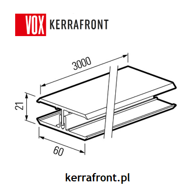 VOX - listwa łącznik FS-282 (dwuczęściowa) do kerrafrontu malt oak / 3m - schemat