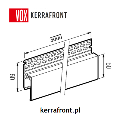 VOX - listwa wentylacyjna FS-262 górna do kerrafrontu (dwuczęściowa) malt oak / 3m - schemat
