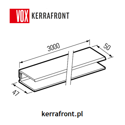 VOX - listwa końcowa FS-252 (dwuczęściowa) do kerrafrontu concrete oak / 3m - schemat