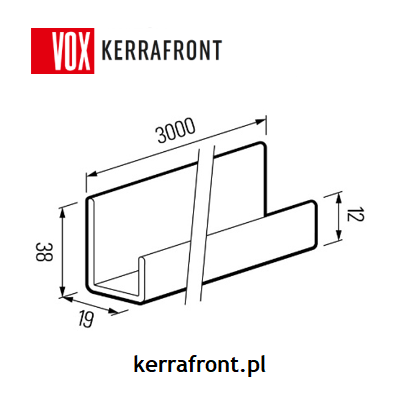 VOX - listwa uniwersalna "U" FS-251 do kerrafrontu concrete oak / 3m - schemat