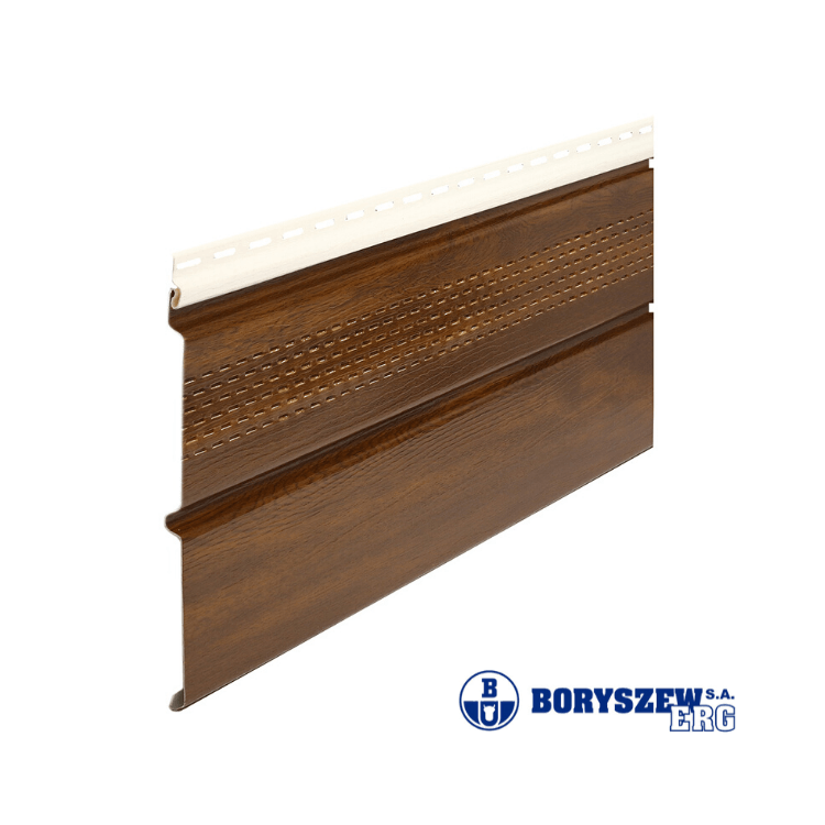 BORYSZEW - Podsufitka PCV orzech wentylacyjna (dwudeskowa) - próbka (5-10cm)