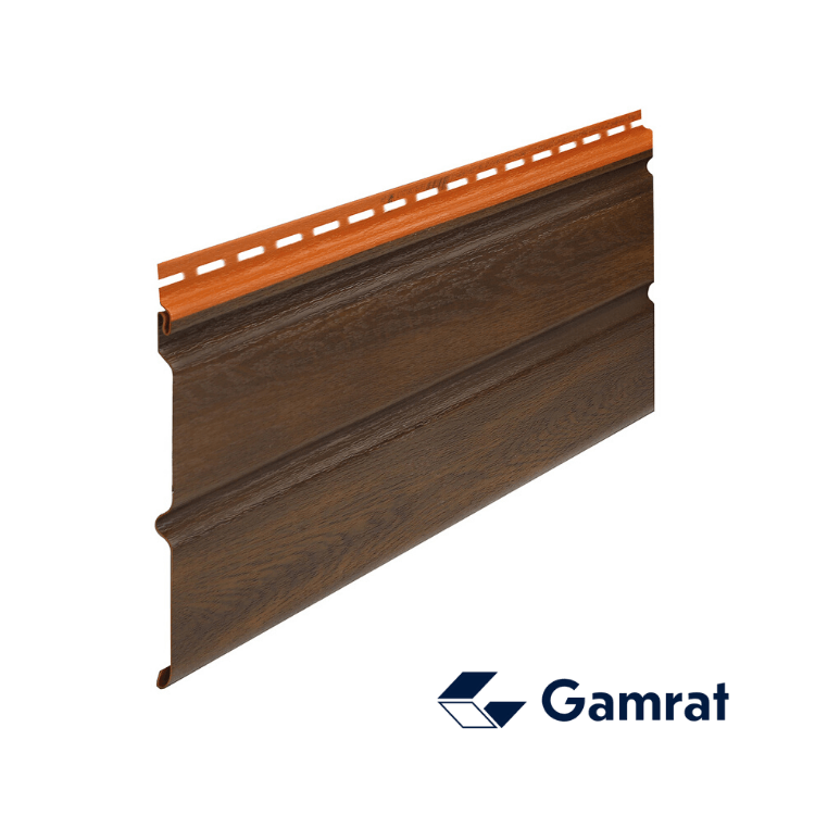 GAMRAT - Podsufitka PCV orzech pełna (dwudeskowa) - próbka (5-10cm)