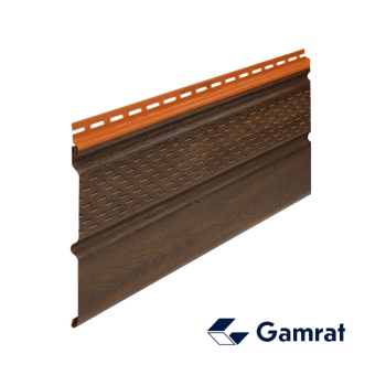 GAMRAT - Podsufitka PCV orzech wentylacyjna (dwudeskowa) - próbka (5-10cm)
