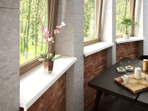 VILO Parapet wewnętrzny PVC szer. 25cm - biały / WIZUALIZACJA