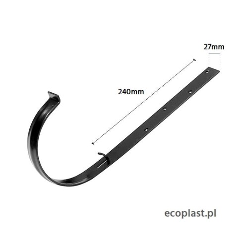IZABELLA PVC ceglasty - Uchwyt rynnowy 125mm metalowy / PROSTY - SCHEMAT