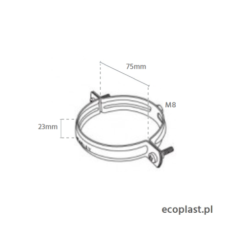 CEGLASTY - Obejma rury 75mm METALOWA - SCHEMAT