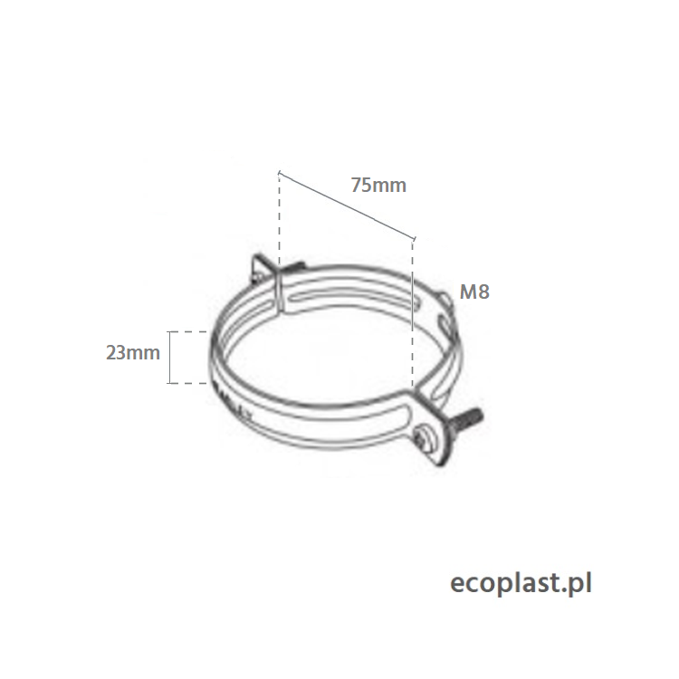 BRĄZ CIEMNY - Obejma rury 75mm METALOWA - SCHEMAT