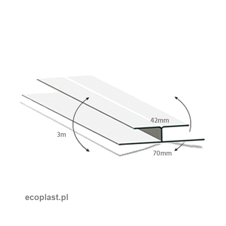 AS biały - Narożnik REGULOWANY PVC / 3m - SCHEMAT