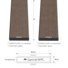 GAMRAT - Profil uniwersalny WPC sztacheta 100x19mm Classic / ciemny brąz 3m - schemat, powierzchnie i struktura