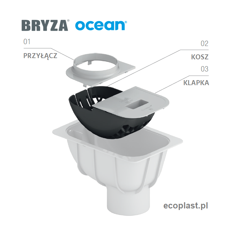 BRYZA / OCEAN - Elementy serwisowe do osadnika 110mm PVC