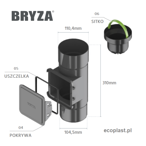 BRYZA PVC - Czyszczak 110mm - SCHEMAT i ELEMENTY