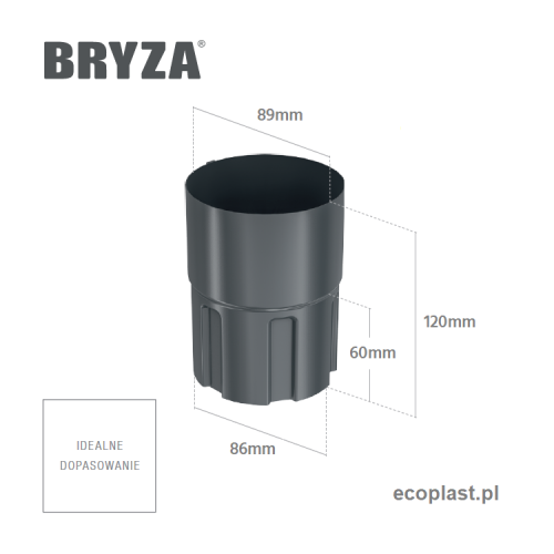 BRYZA STAL - Złączka rury 90mm (mufa)