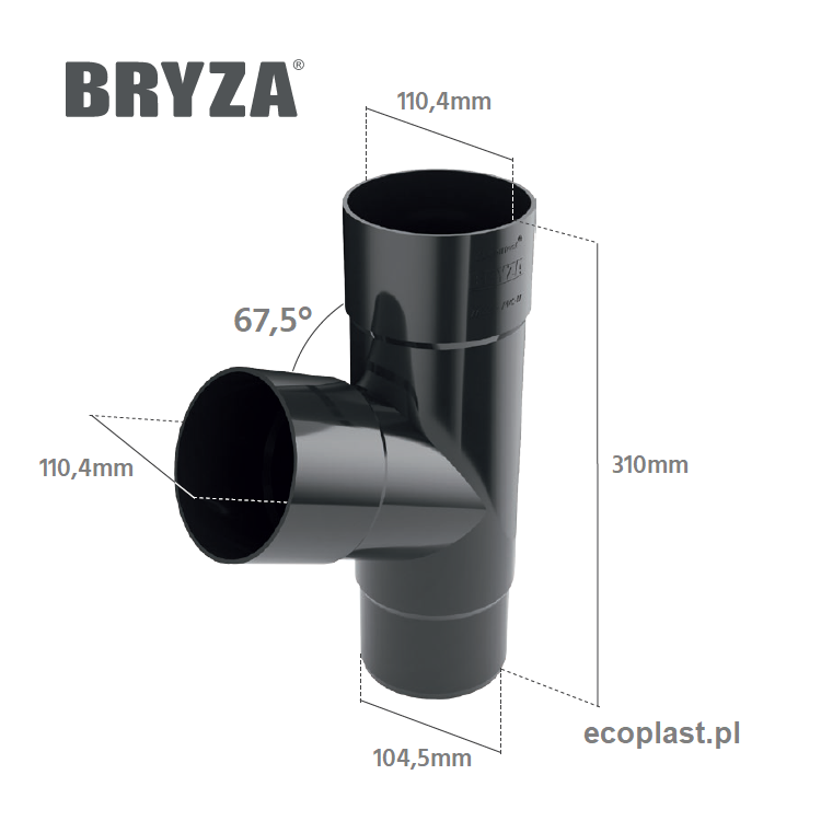 BRYZA PVC - Trójnik 110/110/110mm (kąt 67,5°) - SCHEMAT