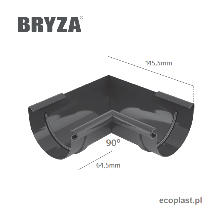 BRYZA PVC - Narożnik 75mm / WEWNĘTRZNY (kąt 90°) - SCHEMAT