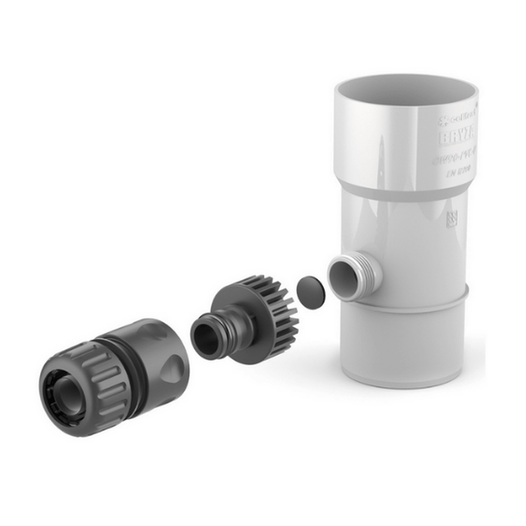 BRYZA biały - Odzyskiwacz wody deszczowej PVC / 110mm + końcówki