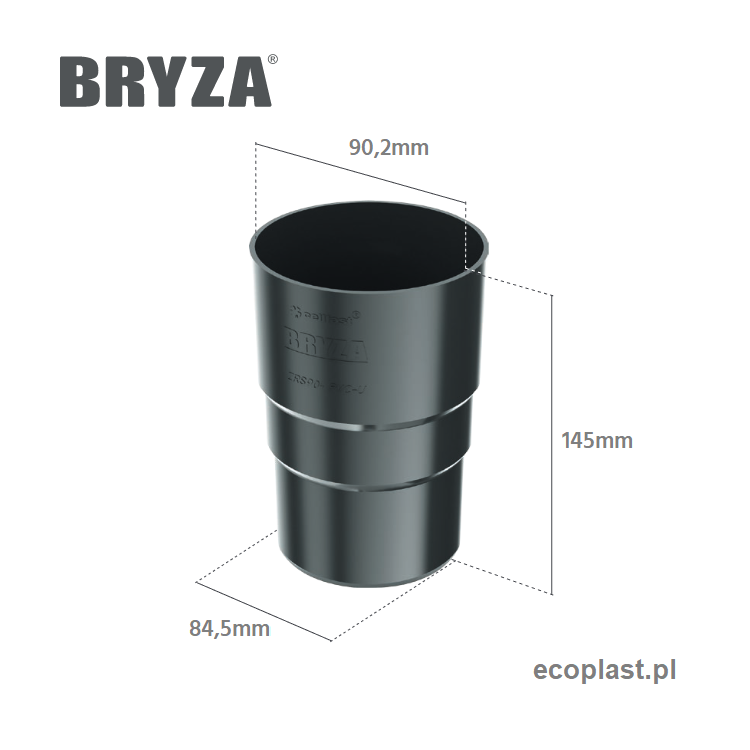 BRYZA PVC - Złączka rury 90mm (mufa) - SCHEMAT