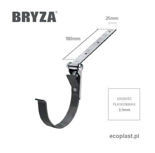 BRYZA PVC - Uchwyt rynnowy 75mm metalowy / REGULOWANY - SCHEMAT