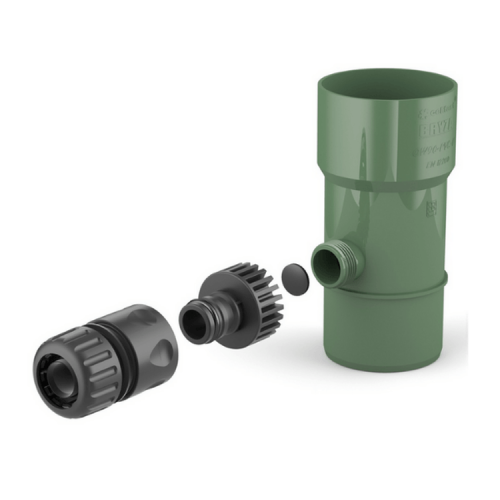 BRYZA PVC zielony - Odzyskiwacz wody deszczowej / 63mm + końcówki