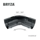 BRYZA PVC - Narożnik 125mm / WEWNĘTRZNY regulowany (kąt 120°-145°) - SCHEMAT