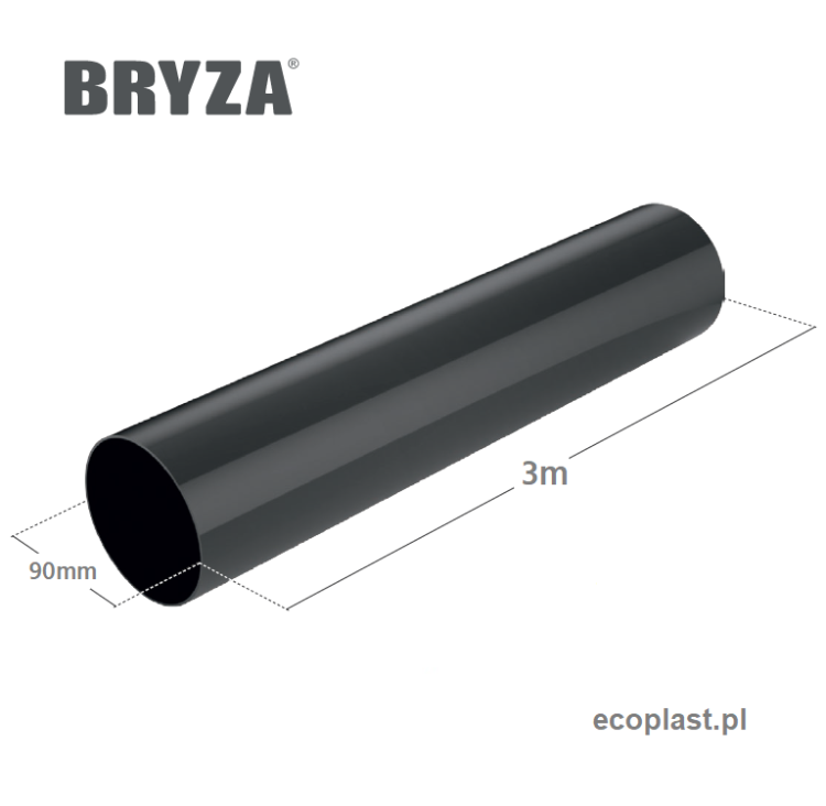 BRYZA PVC - Rura spustowa 90mm / 3m - SCHEMAT