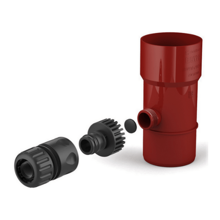 BRYZA PVC czerwony - Odzyskiwacz wody deszczowej / 63mm + końcówki