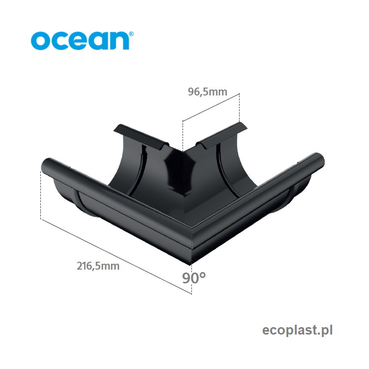 OCEAN PVC - Narożnik 100mm / ZEWNĘTRZNY (kąt 90°) - SCHEMAT