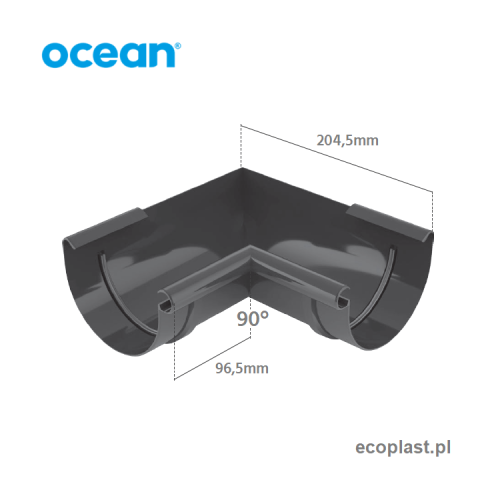 OCEAN PVC - Narożnik 100mm / WEWNĘTRZNY (kąt 90°) - SCHEMAT