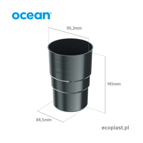 OCEAN PVC - Złączka rury 90mm (mufa) - SCHEMAT