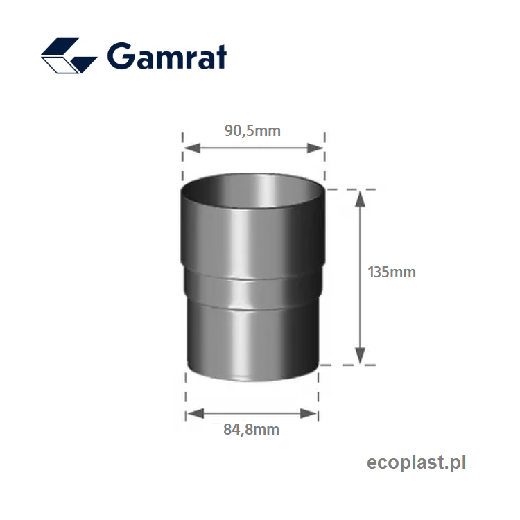 GAMRAT PVC - Złączka rury 90mm (mufa) - SCHEMAT