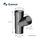 GAMRAT PVC - Trójnik 90/90/90mm (kąt 67,5°) - SCHEMAT