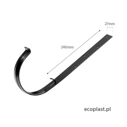 GAMRAT PVC - Uchwyt rynnowy 125mm metalowy / PROSTY - SCHEMAT