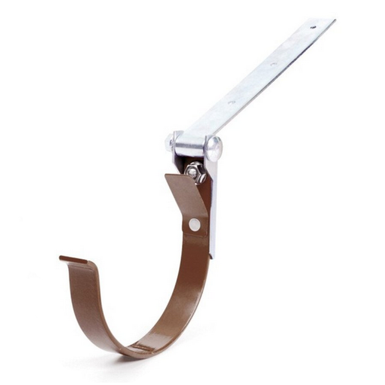 BRYZA PVC brązowy - Uchwyt rynnowy 125mm metalowy / REGULOWANY
