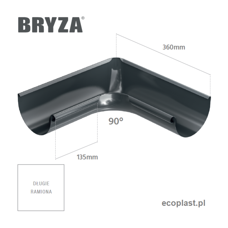 BRYZA STAL - Narożnik 150mm / WEWNĘTRZNY (kąt 90°) - SCHEMAT