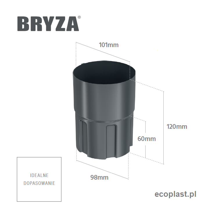 BRYZA STAL - Złączka rury 100mm (mufa) - SCHEMAT
