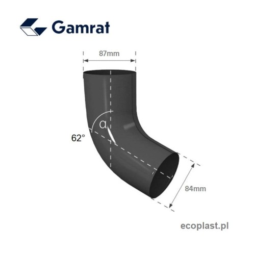 GAMRAT / STALGAM - Kolano / wylewka 87mm (kąt 62°) - SCHEMAT