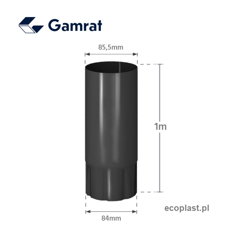 GAMRAT / STALGAM - Rura spustowa 87mm / 1m - SCHEMAT