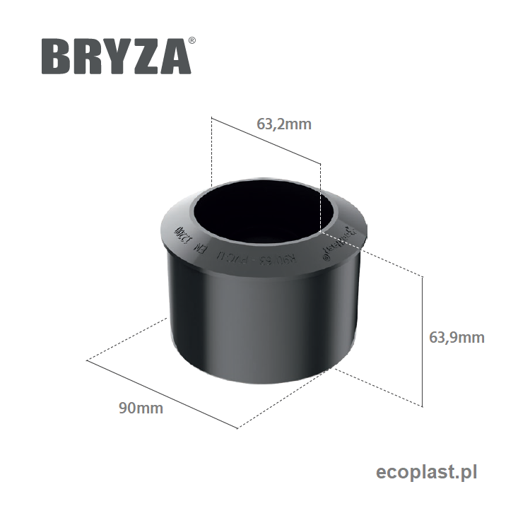 BRYZA PVC - Redukcja 90/63mm - CZARNY