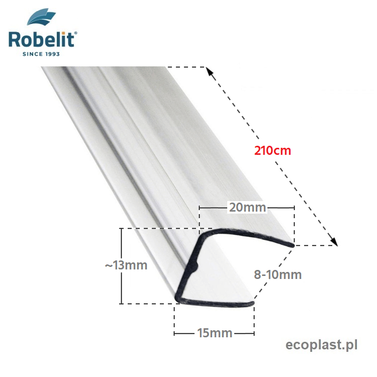 ROBELIT - Profil zamykający U do poliwęglanu 8-10mm / 2,1m - SCHEMAT