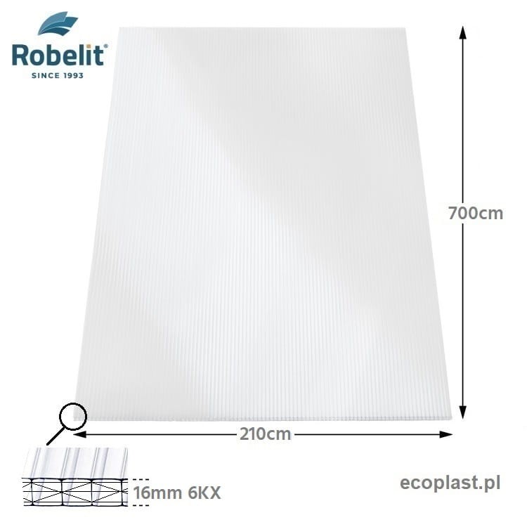 ROBELIT - Poliwęglan komorowy 16mm bezbarwny / 210 x 700cm - SCHEMAT