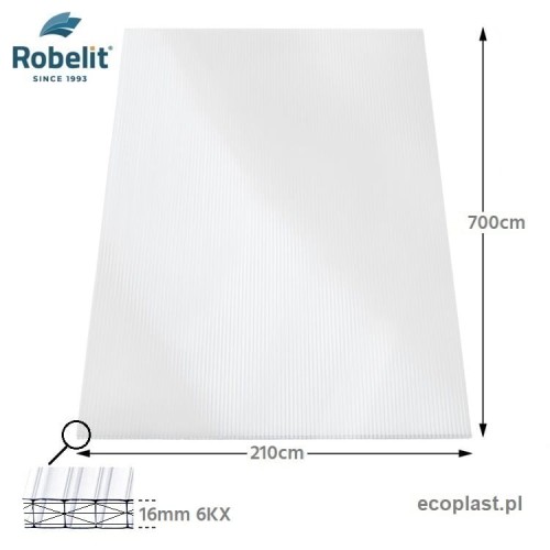 ROBELIT - Poliwęglan komorowy 16mm mleczny / 210 x 700cm - SCHEMAT