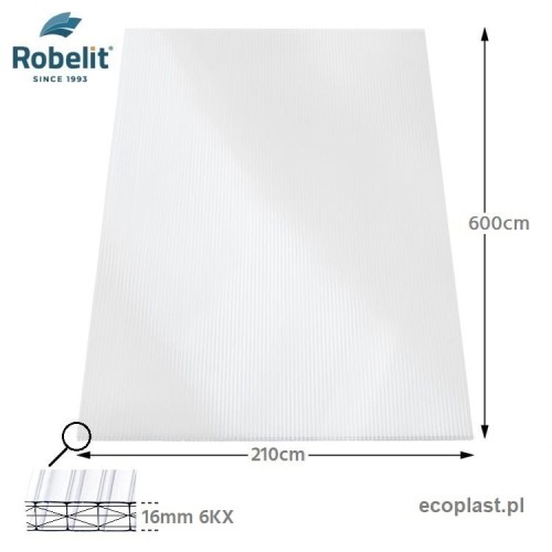 ROBELIT - Poliwęglan komorowy 16mm dymiony (brąz) / 210 x 600cm - SCHEMAT
