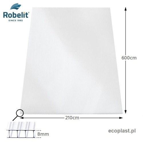ROBELIT - Poliwęglan komorowy 8mm dymiony (brąz) / 210 x 600cm - SCHEMAT