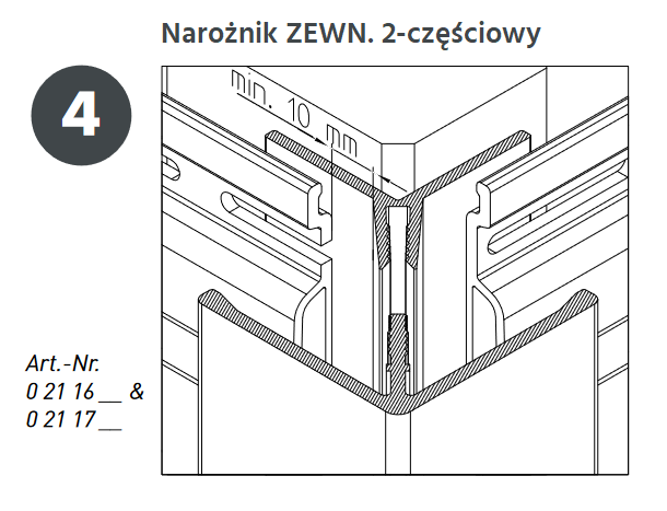 VINYLIT - Narożnik ZEWNĘTRZNY - MONTAŻ