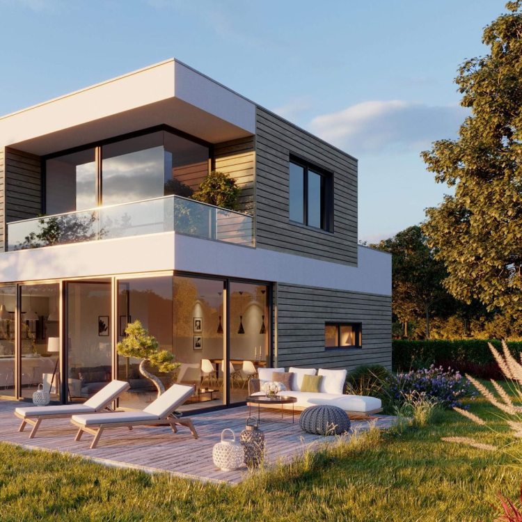 VINYLIT vinyPlus Shadow - Deska elewacyjna Sheffield Oak Alpine - WIZUALIZACJA