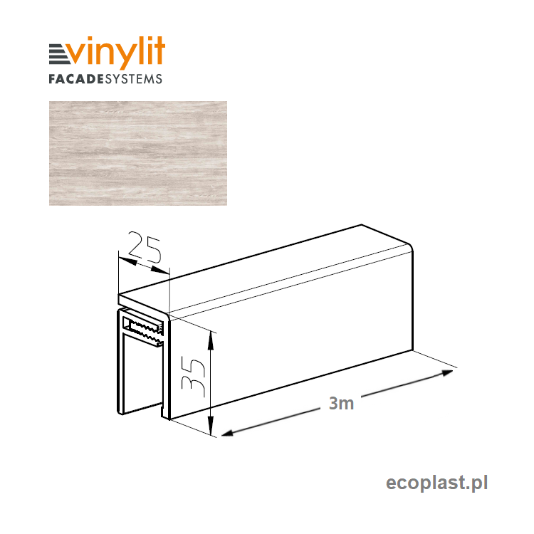 VINYLIT - Listwa uniwersalna "U" Sheffield Oak Alpine / 3m
