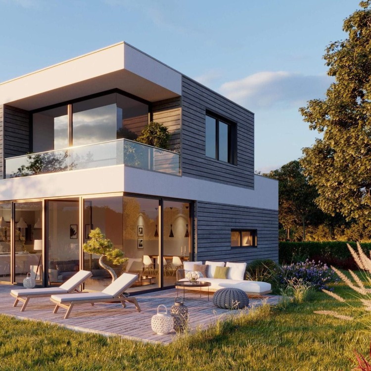 VINYLIT vinyPlus Shadow - Deska elewacyjna Sheffield Oak Concrete - WIZUALIZACJA