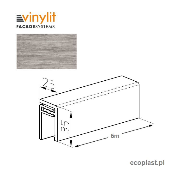 VINYLIT - Listwa uniwersalna "U" Sheffield Oak Concrete / 6m