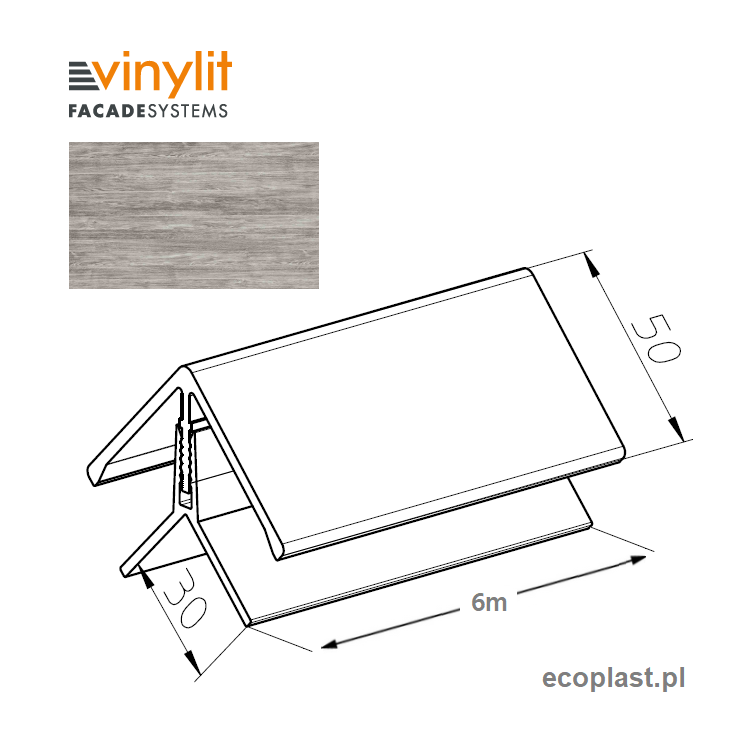 VINYLIT - Narożnik ZEWNĘTRZNY Sheffield Oak Concrete / 6m