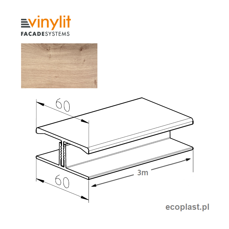 VINYLIT - Listwa łącząca "H" Artisan Oak / 3m