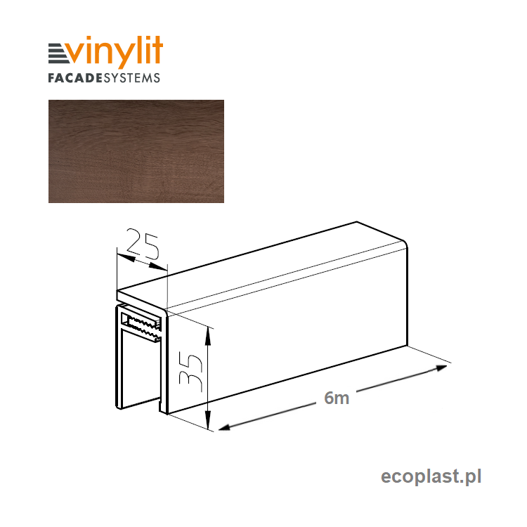 VINYLIT - Listwa uniwersalna "U" Turner Oak Toffee / 6m